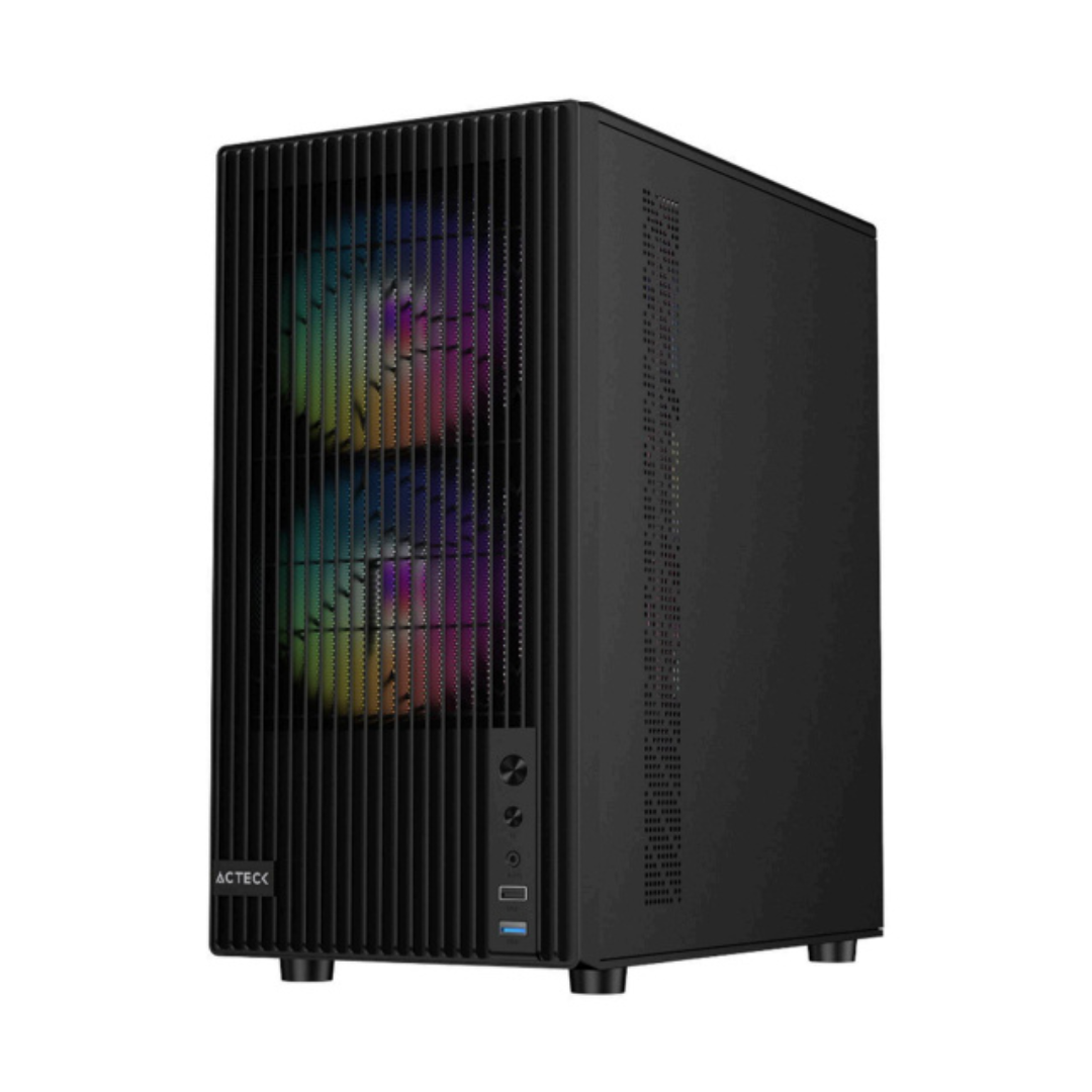 Gabinete Acteck Zyron GC606, AC-943819, Mini-Tower, Micro-ATX/Mini-ITX, USB 2.0, sin Fuente, 3 Ventiladores Instalados, Negro