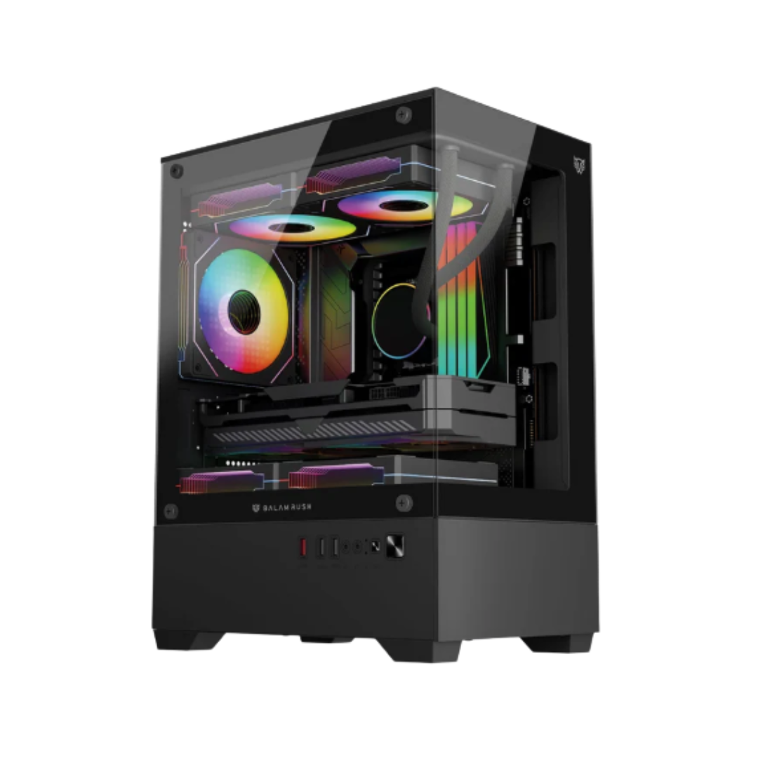 Gabinete Balam Rush NITROX GLOW CRYSTAL 4700C, Mini-Tower, Micro-ATX/Mini-ITX, USB 2.0/3.0, sin Fuente, 3 Ventiladores Instalados, Negro