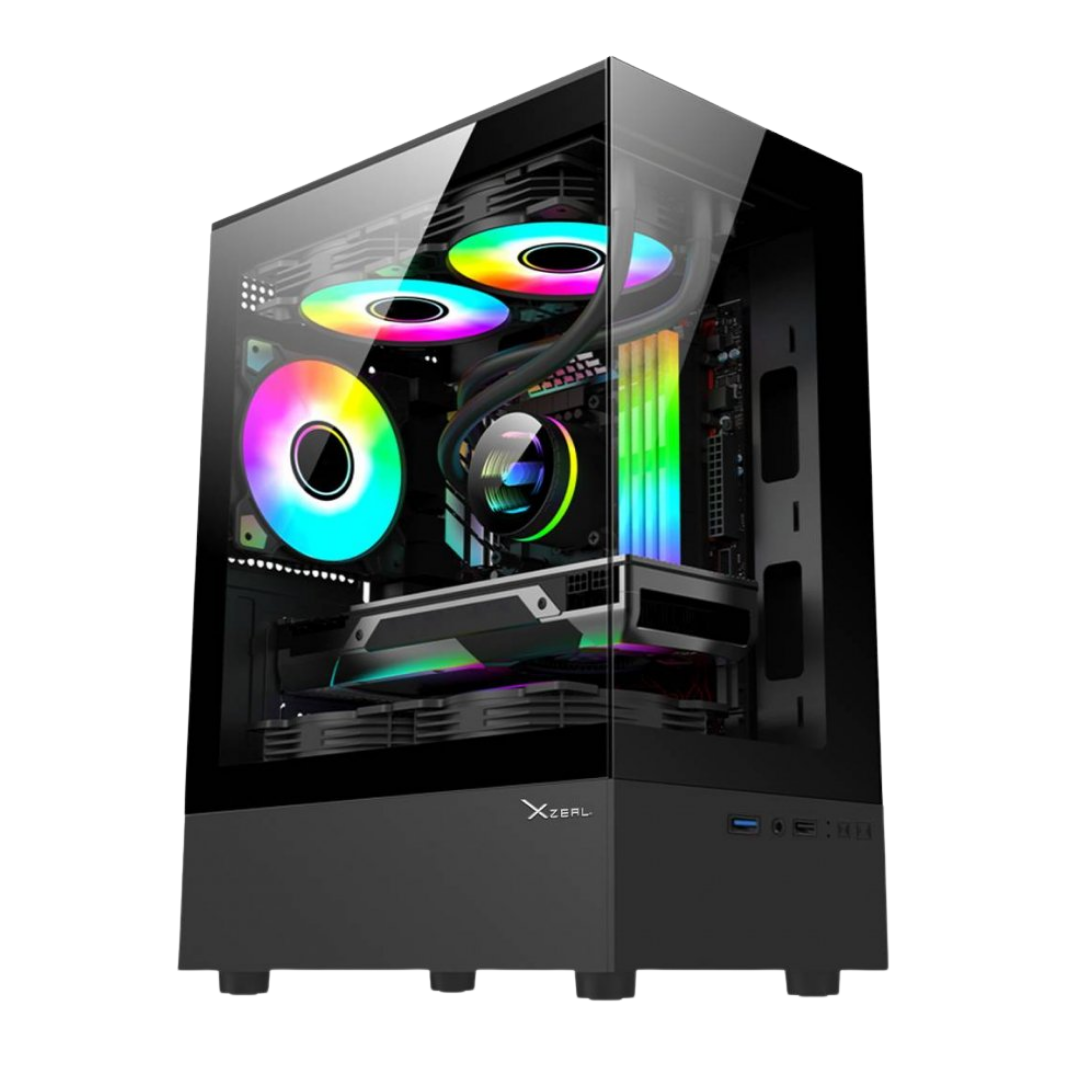 Gabinete Xzeal X-Zynergy, Midi-Tower, Micro-ATX/Mini-ITX, USB 2.0/3.0, sin Fuente, 3 Ventiladores Instalados, Negro