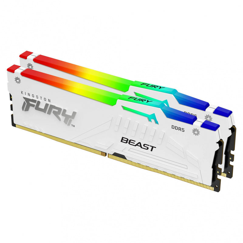 Kit Memoria RAM Kingston FURY Beast RGB DDR5, 5600MHz, 32GB - 2 x 16GB, CL36, XMP/EXPO, Blanco