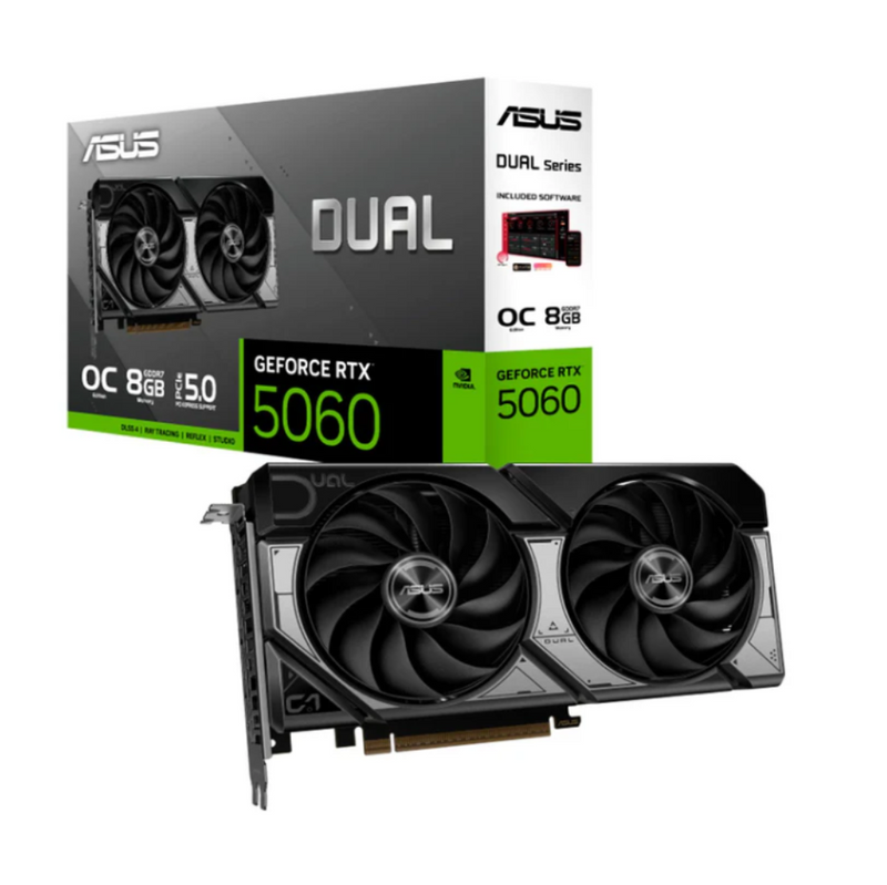 ASUS NVIDIA GeForce RTX 5060 DUAL-RTX5060-O8G, 8GB 128-bit GDDR7, PCI Express 5.0